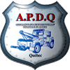 Logo de l'Association des professionnels du remorquage du Québec, représentant un camion de remorquage bleu.