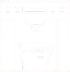 Coffee maker brewing coffee into a carafe, with controls visible at the top.
