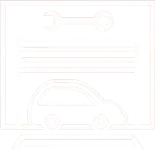 White outline of a car, wrench, and lined paper, likely for a mechanic's notes or service record.