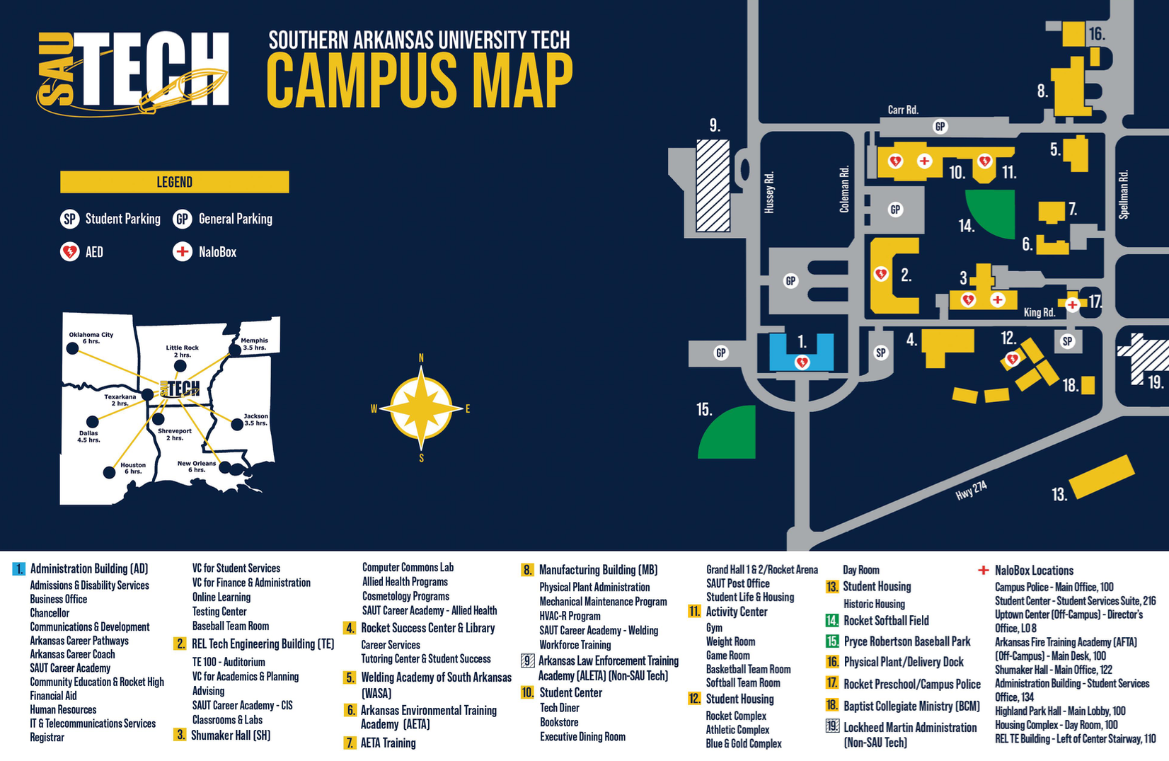 Campus Map SAU Tech Camden AR