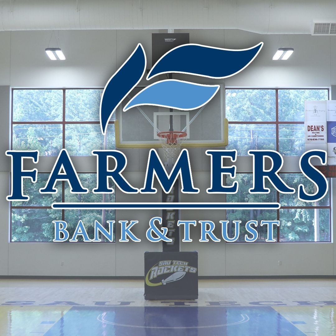 Farmers Bank & Trust logo superimposed over a basketball court.
