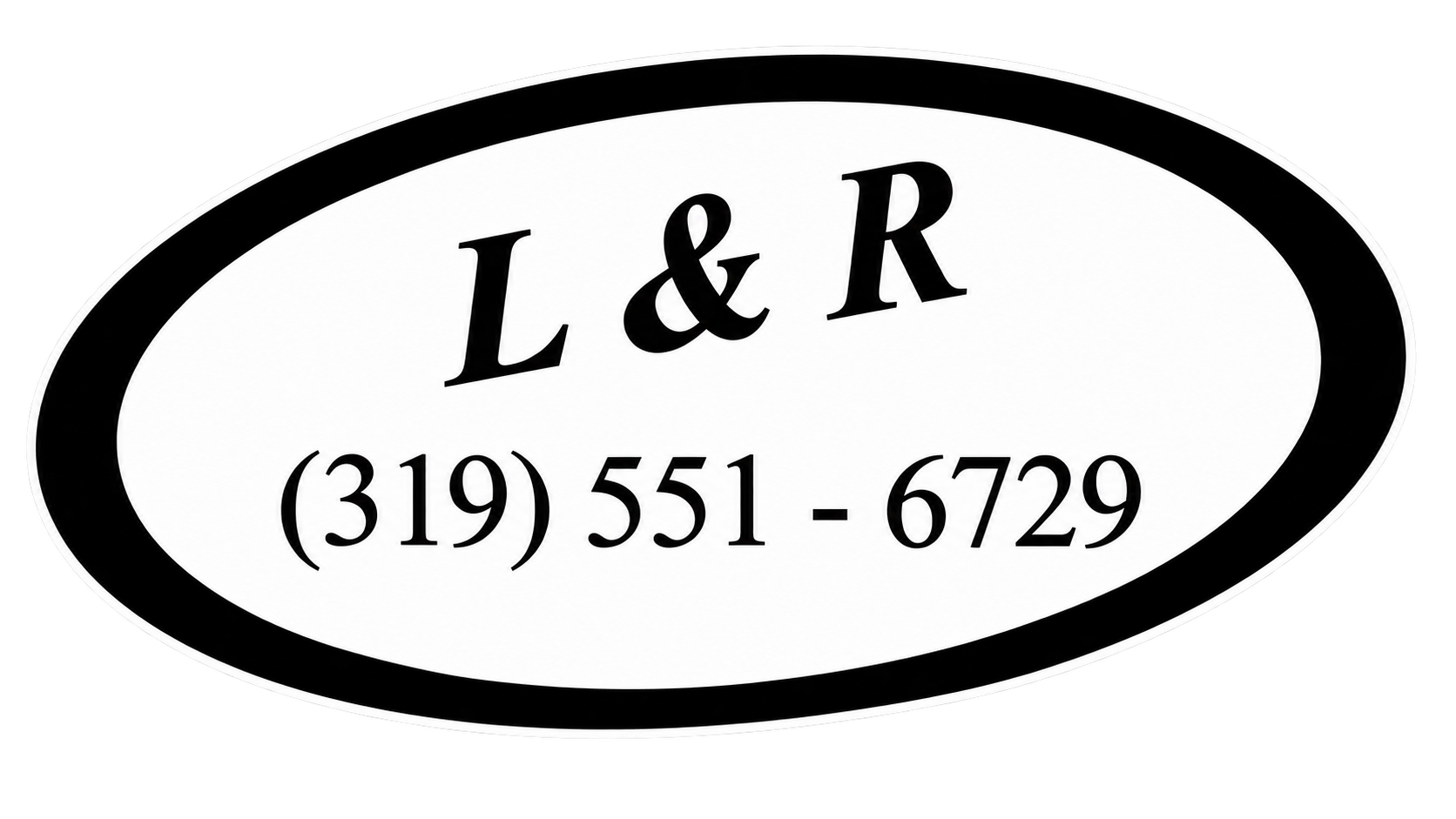 L & R logo in a black oval with phone number (319) 551-6729