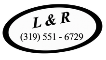 L & R logo in a black oval with phone number (319) 551-6729