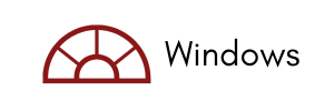 A red window with the word windows below it.