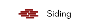 A logo for siding with a red brick and the word siding on a white background.