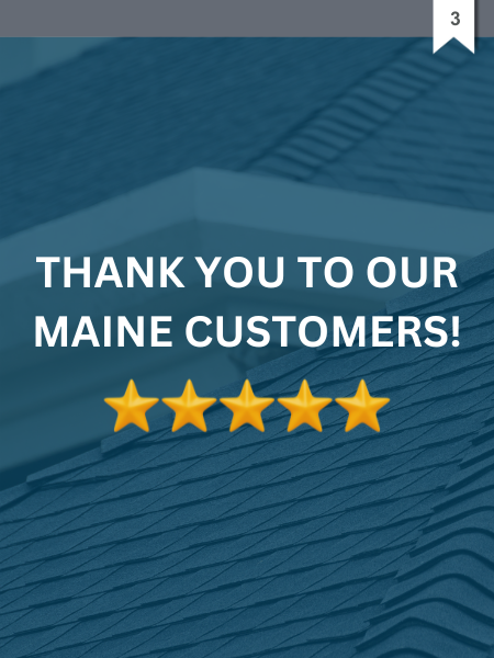 A poster that says thank you to our maine customers with 5 yellow stars underneath