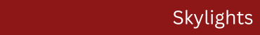 The word skylights is on a red background