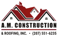 The logo for a.m. construction and roofing inc.