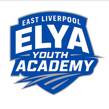 East Liverpool ELYA Youth Academy blue and white logo