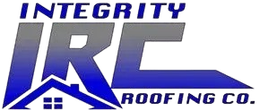 Integrity IRC Roofing Co. logo in blue, with a stylized roof and window icon