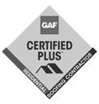GAF GAF Certified Plus roofing contractor logo in black and gray diamond shape