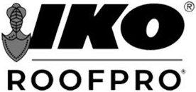 IKO RoofPro logo with black text and a gray roof/shingle icon