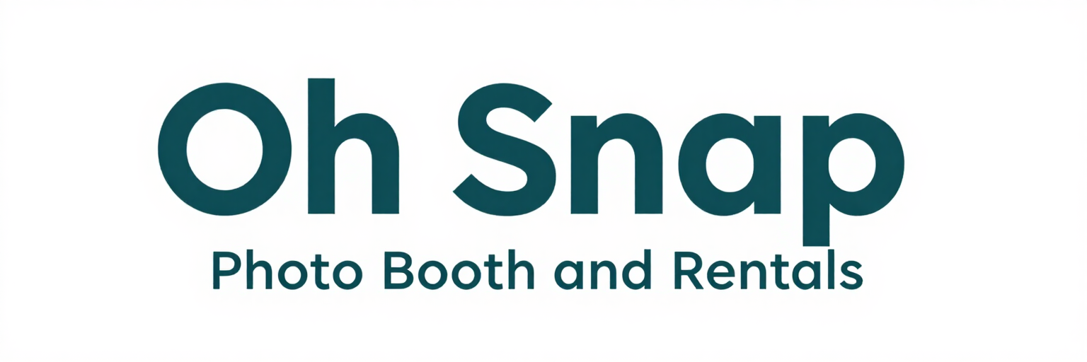 Oh Snap logo with teal text and the words “Photo Booth and Rentals” underneath
