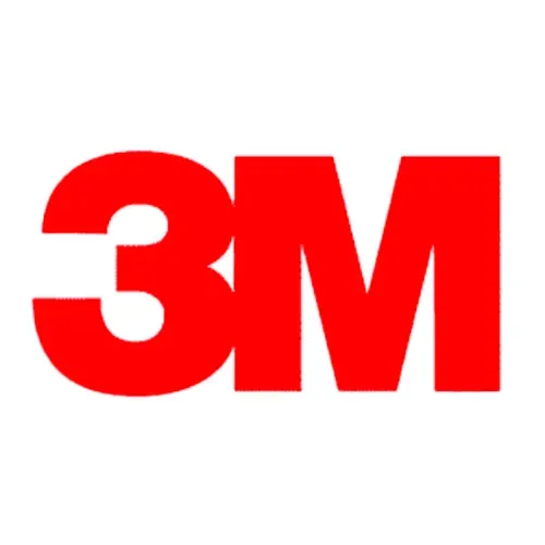 Un logotipo rojo de 3 m sobre un fondo blanco