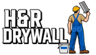 H&R Drywall logo with a worker in blue overalls holding drywall tools and a bucket