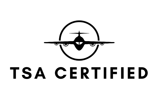 a tsa certified logo with an airplane in a circle .