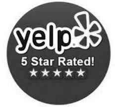 the yelp logo is black and white and has five stars .