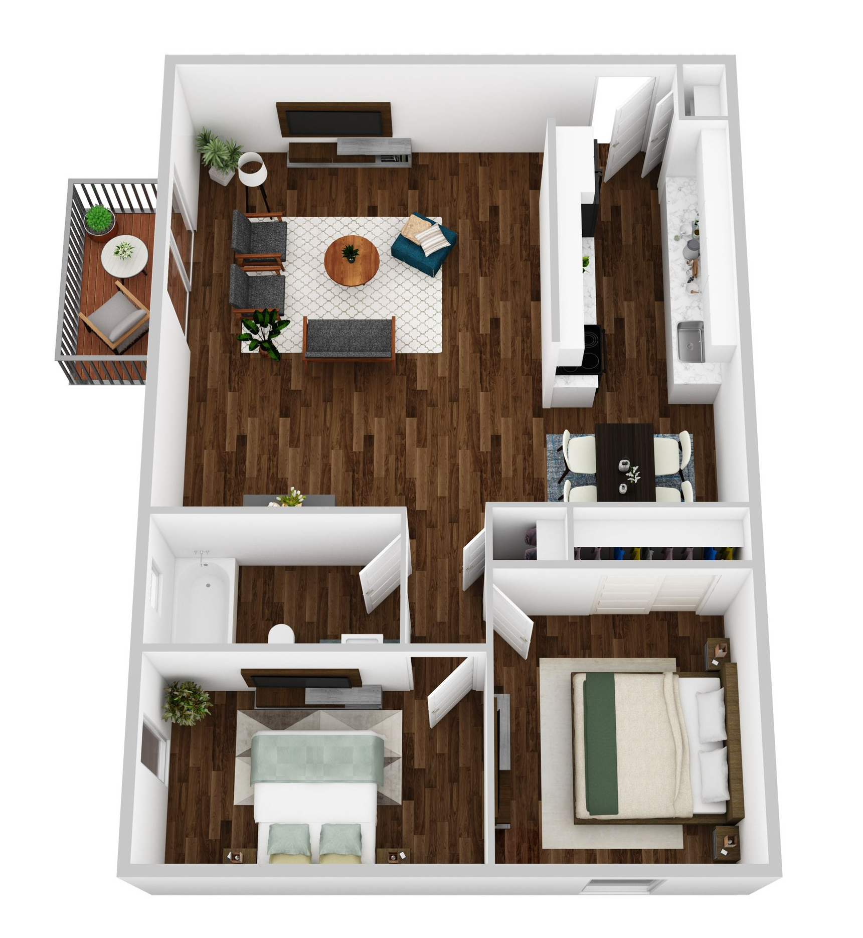 1 BED, 1 BATH Floor Plan