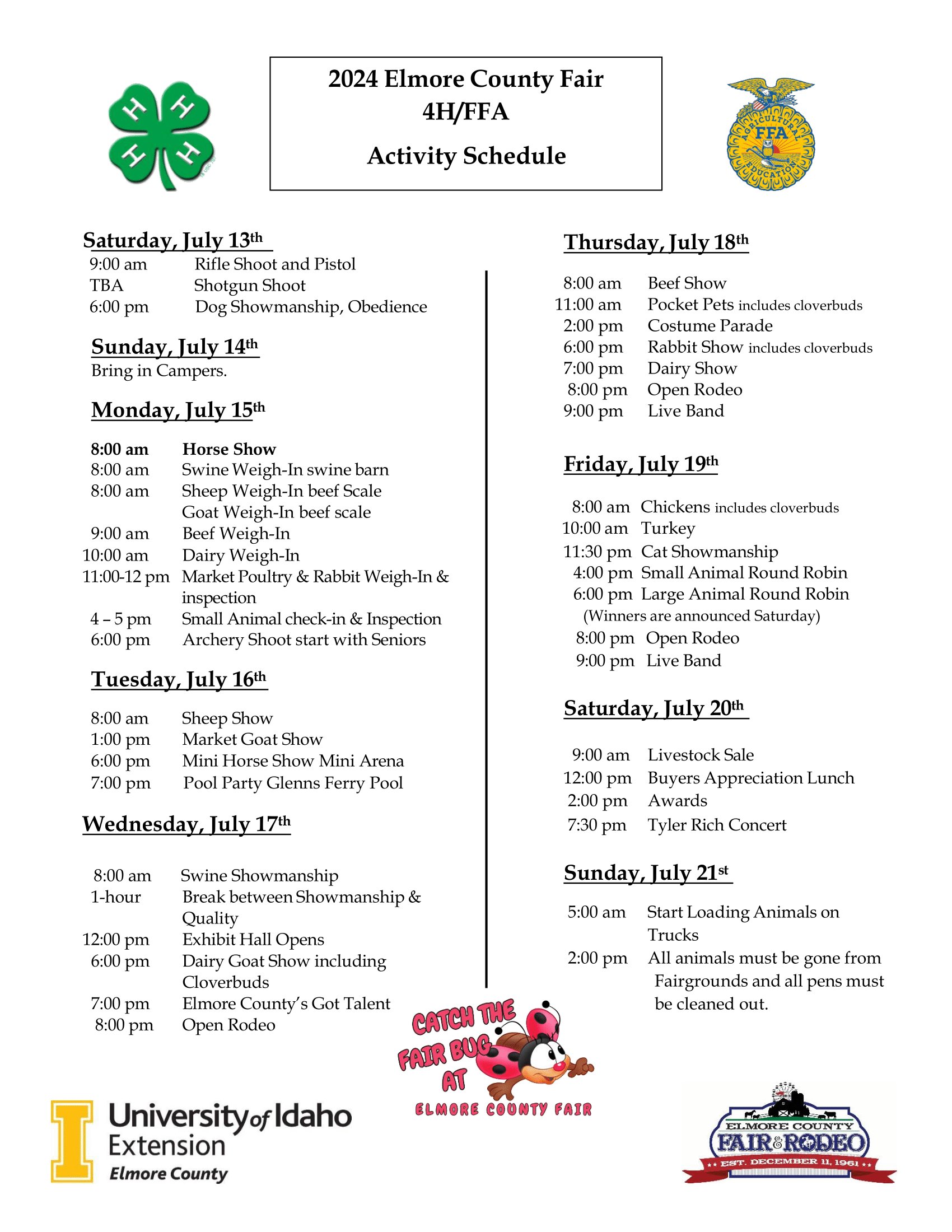 Fair Info Elmore County Fair and Rodeo