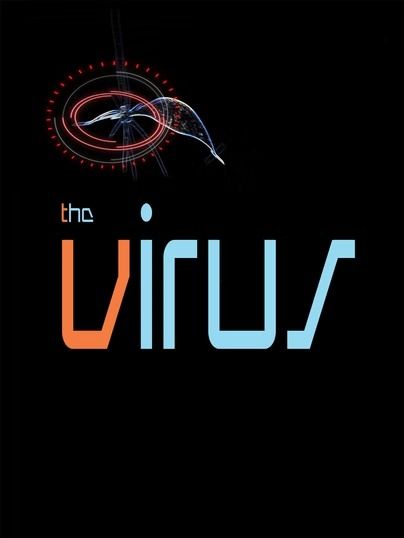 Stylized “the Virus” logo on black, with orange and blue text and a red-blue abstract virus graphic above