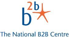 The national b2b centre logo is blue and orange with a starfish.