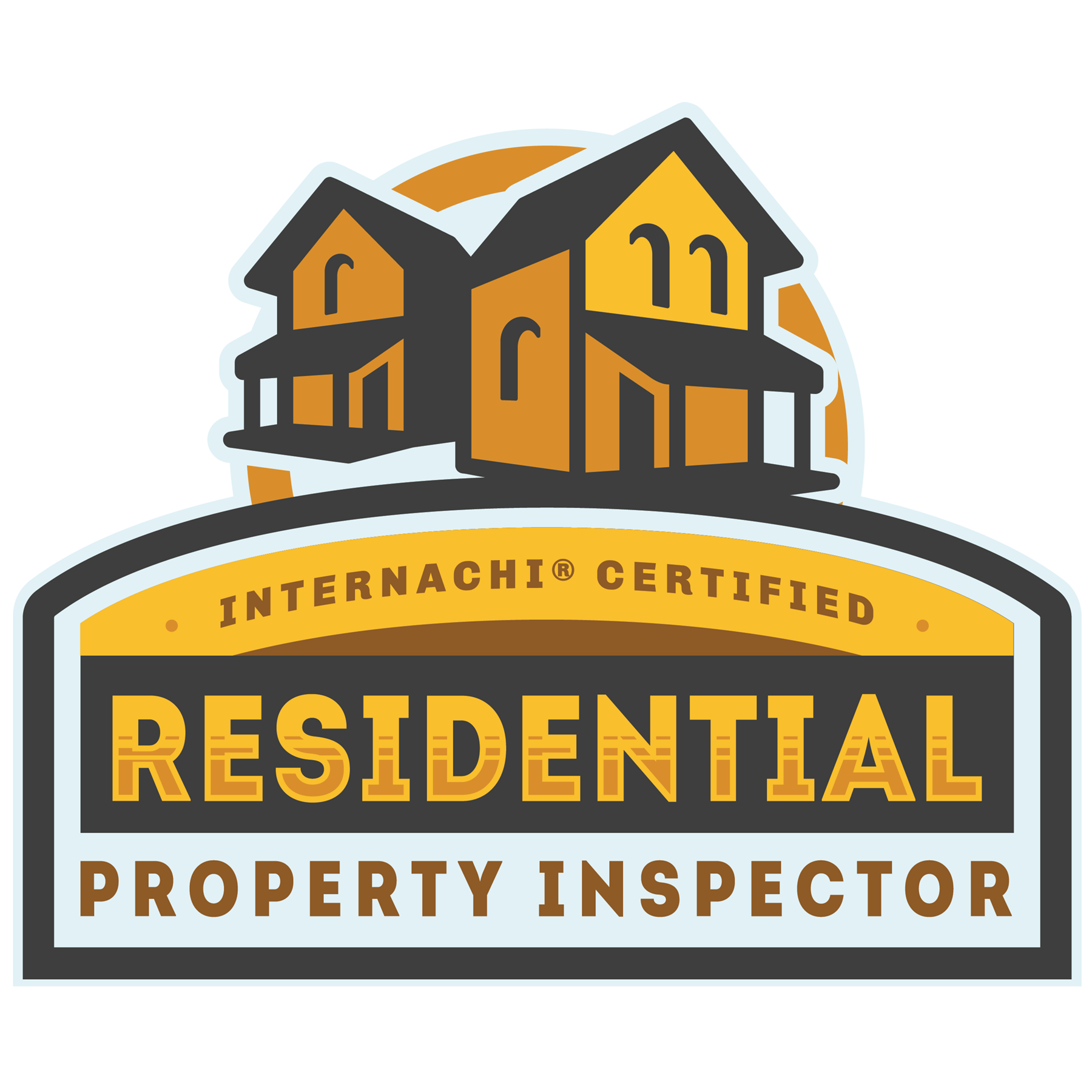 Internachi certified residential property inspector logo with stylized orange and black house icon