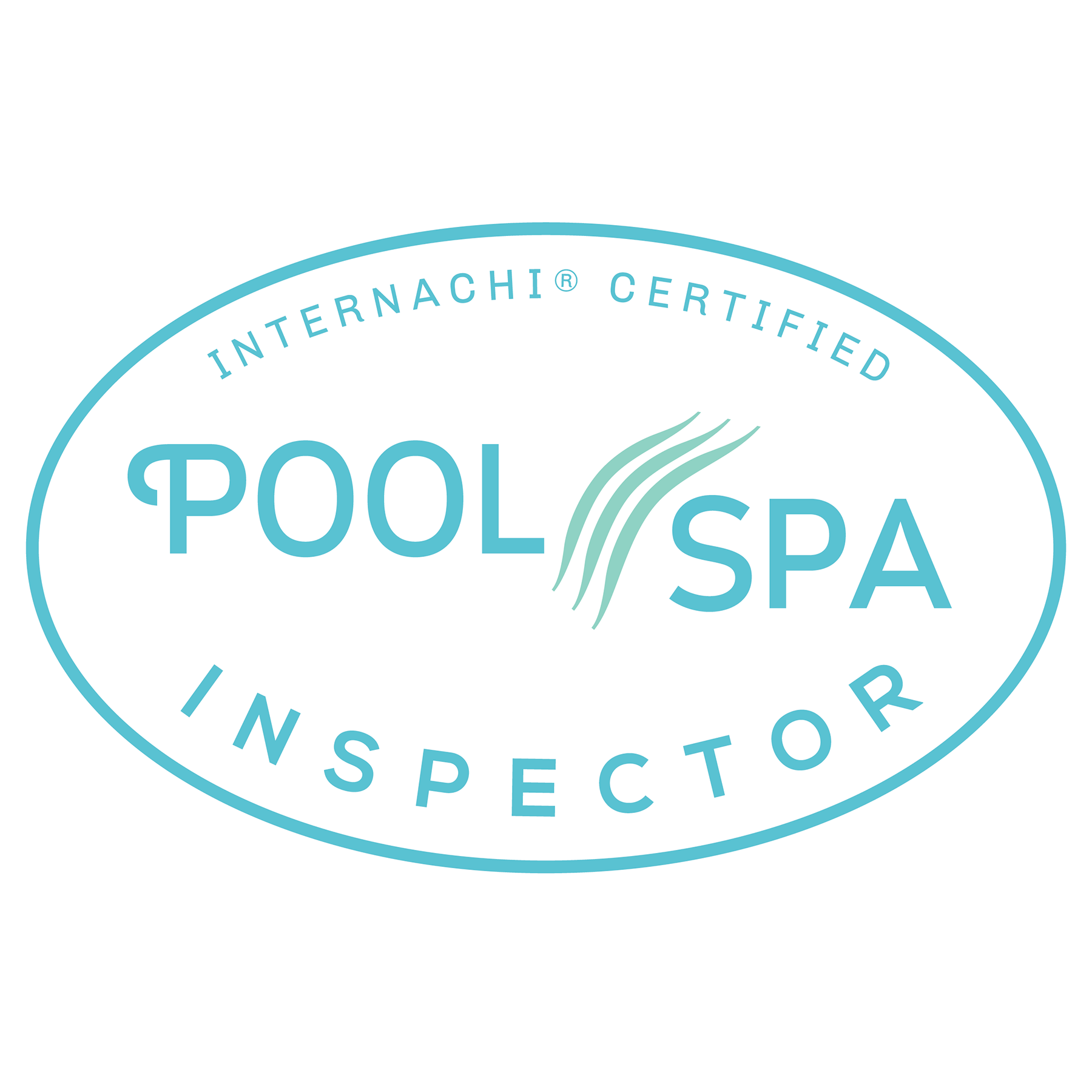Internachi certified Pool & Spa Inspector logo in light blue and teal on white background