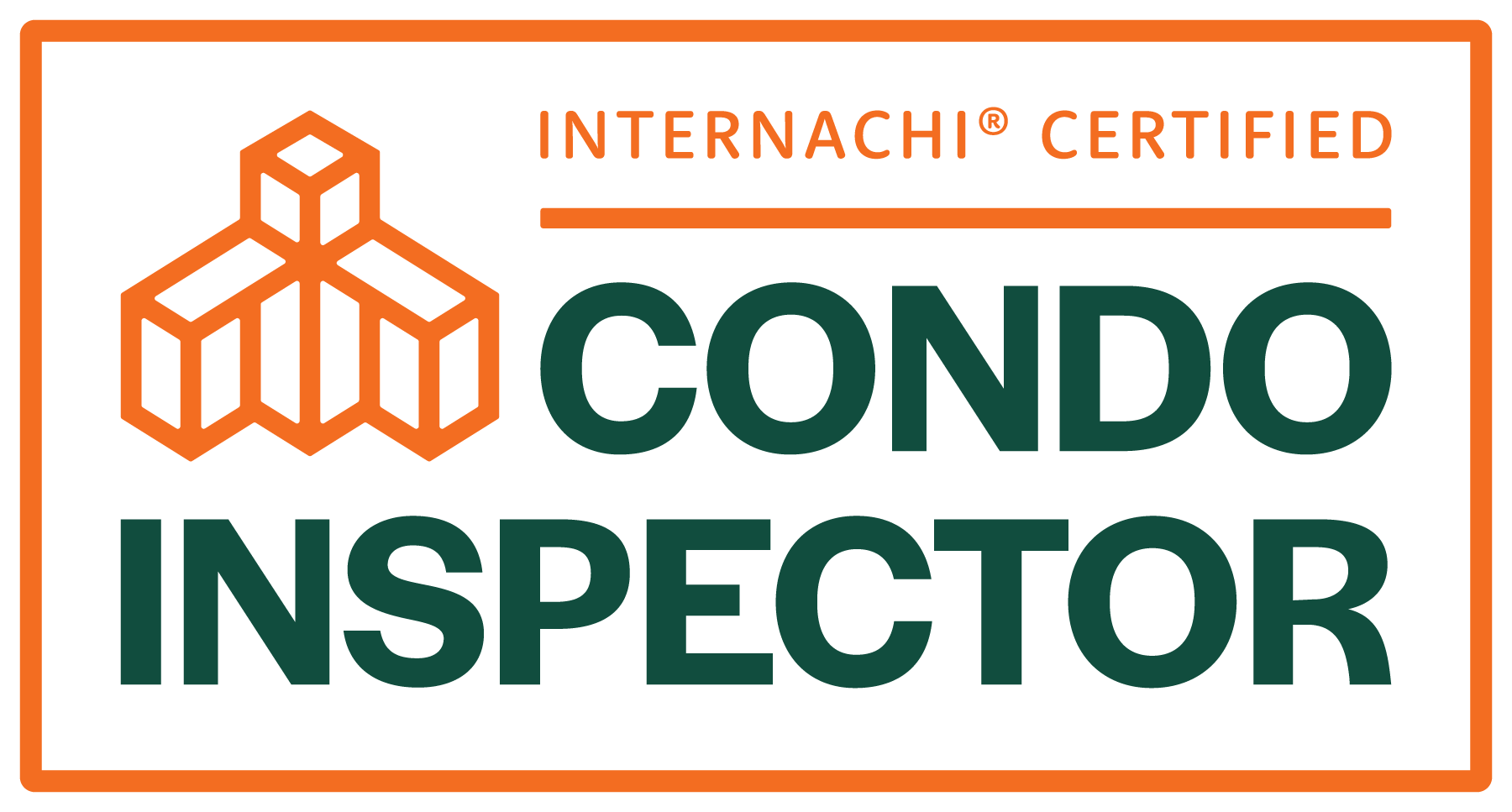 Internachi Certified Condo Inspector logo with orange building icon and green text on white background