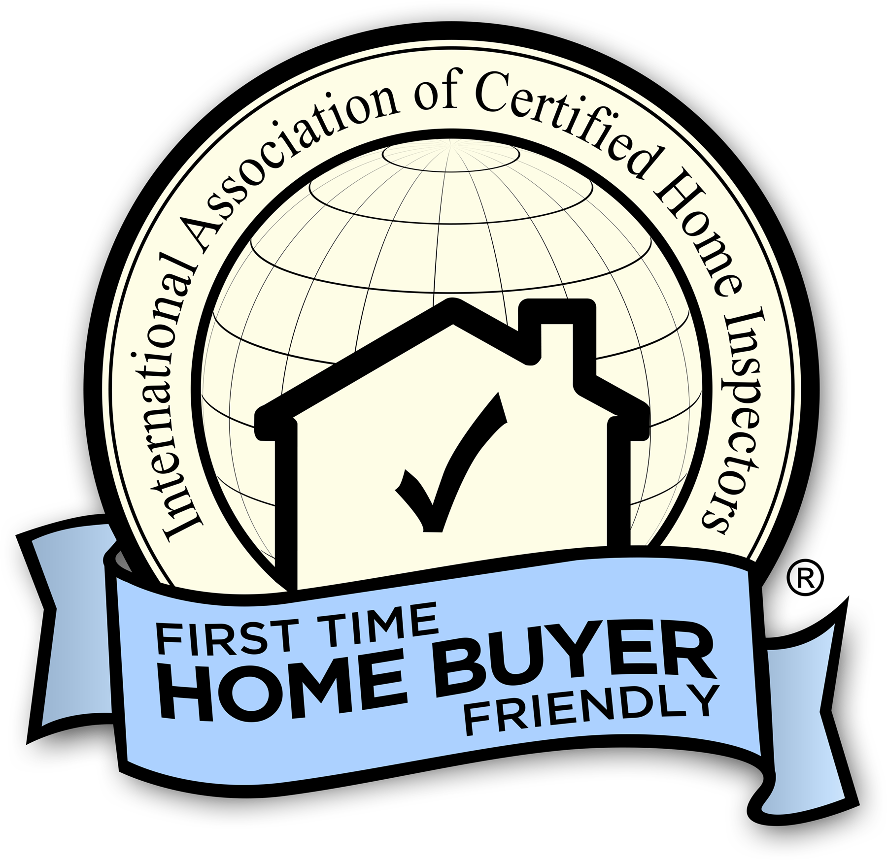 International Association of Certified Home Inspectors logo with house checkmark and “First Time Home Buyer Friendly” banner