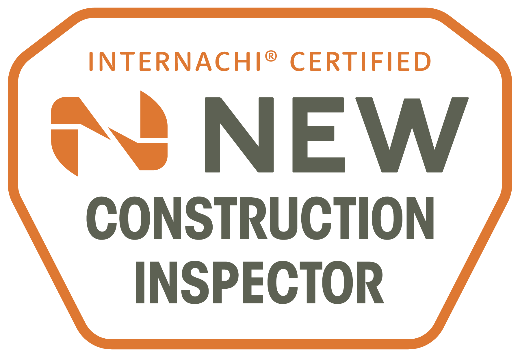 Internachi Certified New Construction Inspector logo in orange and gray on white
