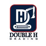 Double H Grading logo: White "DH" and excavator arm over a track on a navy square with red border.