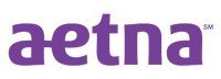 The aetna logo is purple and white on a white background.