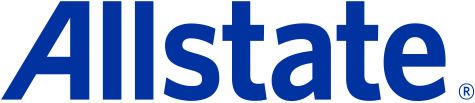 A blue allstate logo on a white background