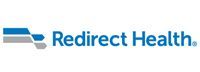 The logo for redirect health is blue and gray on a white background.