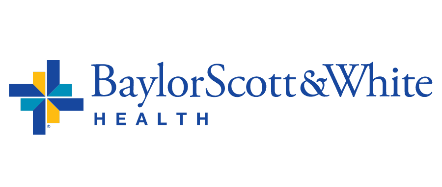 The logo for baylor scott & white health is blue and yellow