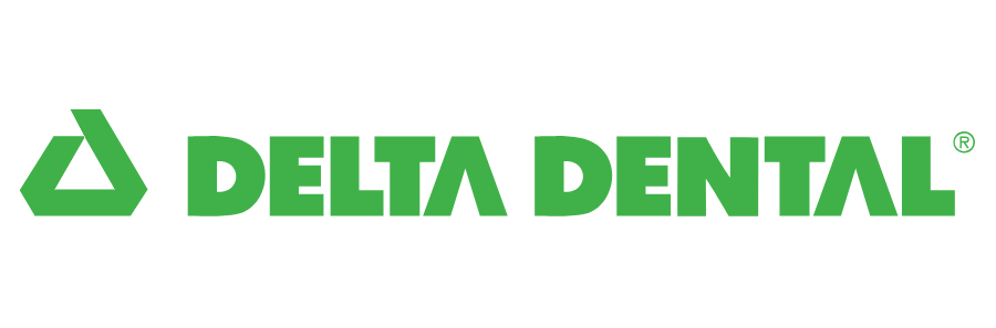 The delta dental logo is green and white on a white background.