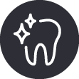 A tooth with two stars on it in a circle.