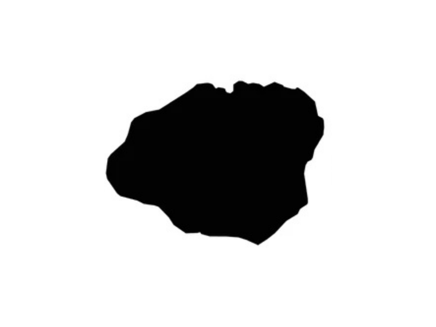 Black irregular blob silhouette on a white background