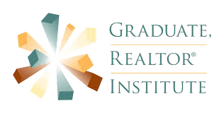 Graduate, Realtor Institute logo with teal, gold, and orange geometric shapes