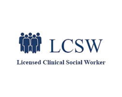 LCSW logo with blue figures and text “Licensed Clinical Social Worker”