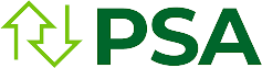Green PSA logo with up and down arrows above the letters PSA