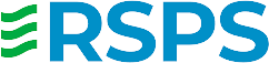 RSPS logo with blue letters and three green wavy lines on the left