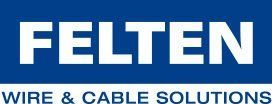 Het logo van FELTEN Wire & Cable Solutions in wit en blauw.