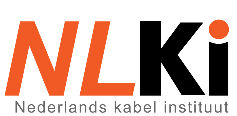 NLKi-logo met oranje en zwarte tekst en een kleine oranje stip, “Nederlands Kabel Instituut”
