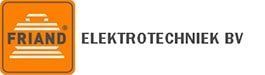 FRIAND Elektrotechniek BV-logo met oranje icoon en zwarte tekst op een witte achtergrond