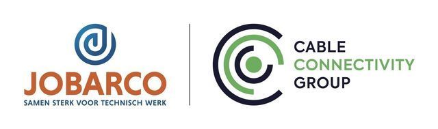 De logo's van JOBARCO en Cable Connectivity Group naast elkaar op een witte achtergrond.