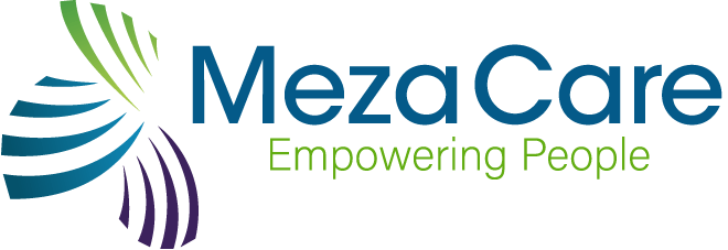 A logo for a company called meza care empowering people.