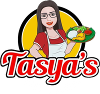 Logo of Tasuya&rsquo;s with a smiling cartoon chef holding a plate of food on a yellow circle background