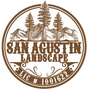 Circular logo: "San Agustin Landscape" with mountains, trees, and license number.