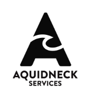 Aquidneck Services logo with black stylized “A” and wave design on white background